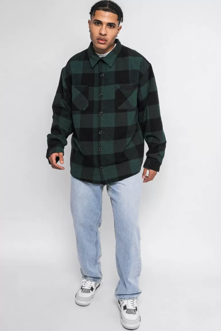 heavy_flannel_jacket_black_green_1.webp New Dropsize Heavy Flannel Jacket Black Green