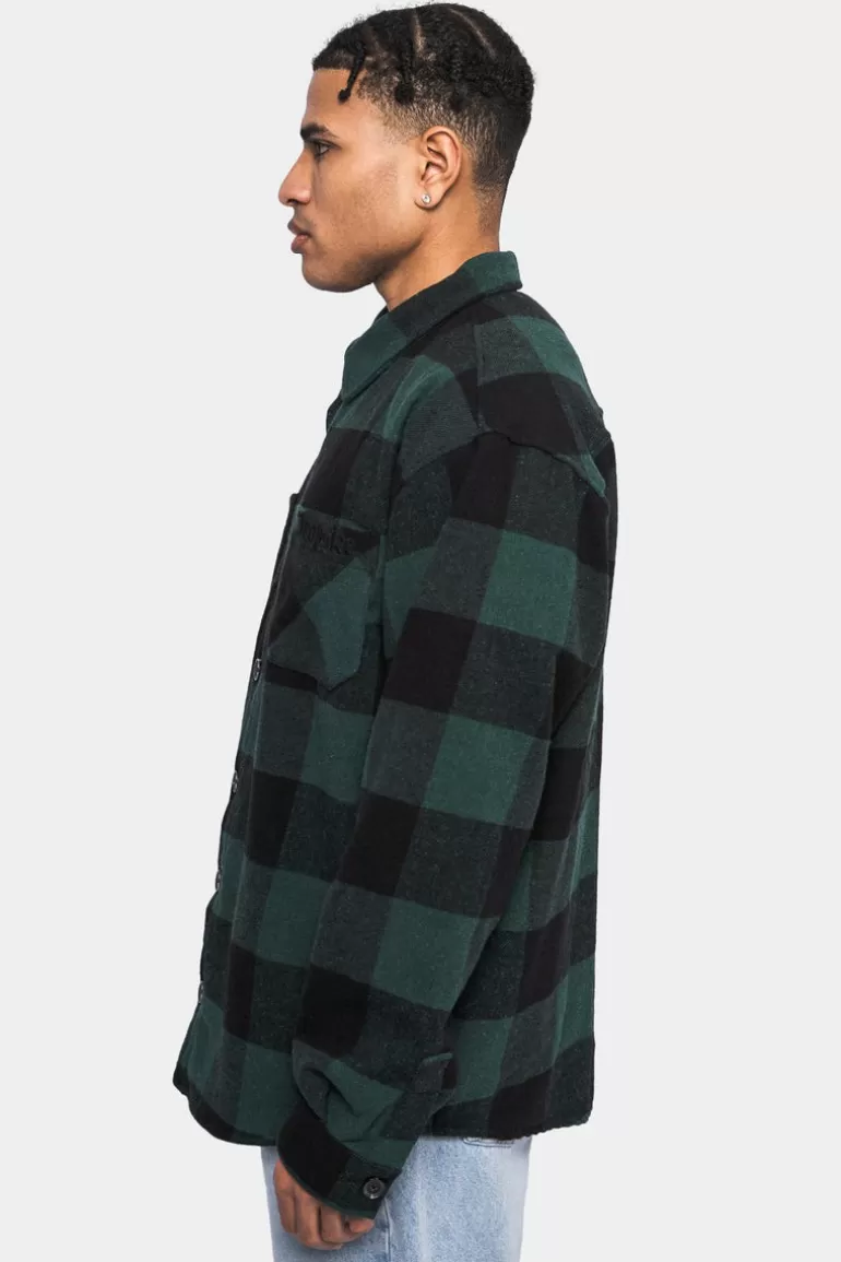 heavy_flannel_jacket_black_green_2.webp New Dropsize Heavy Flannel Jacket Black Green