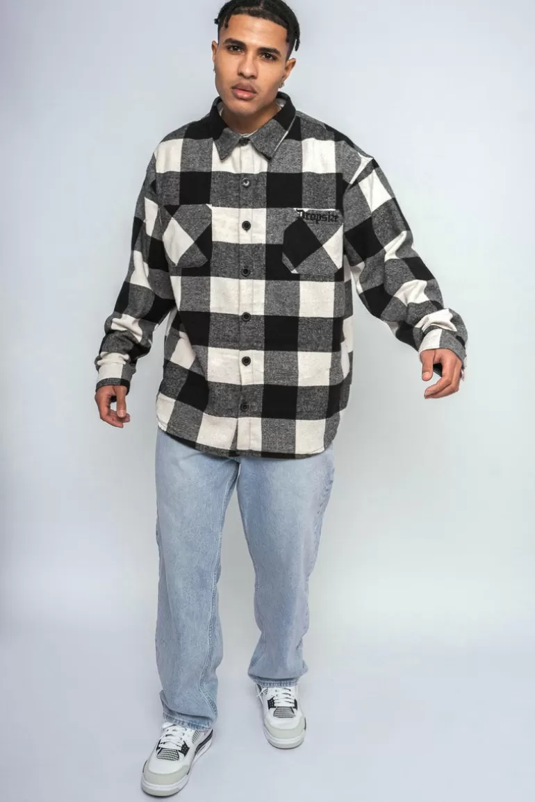 heavy_flannel_jacket_white_black_1.webp New Dropsize Heavy Flannel Jacket White Black