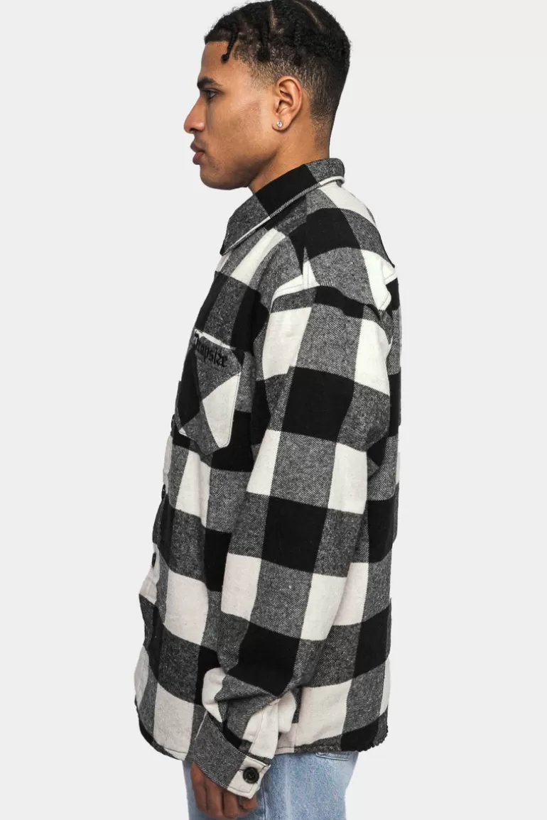heavy_flannel_jacket_white_black_2.webp New Dropsize Heavy Flannel Jacket White Black