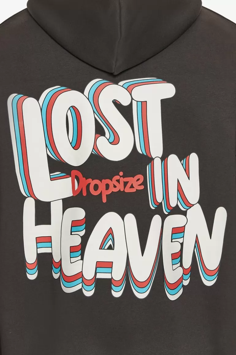 Discount Dropsize Heavy Oversize 3D Lost In Heaven Hoodie Washed Black