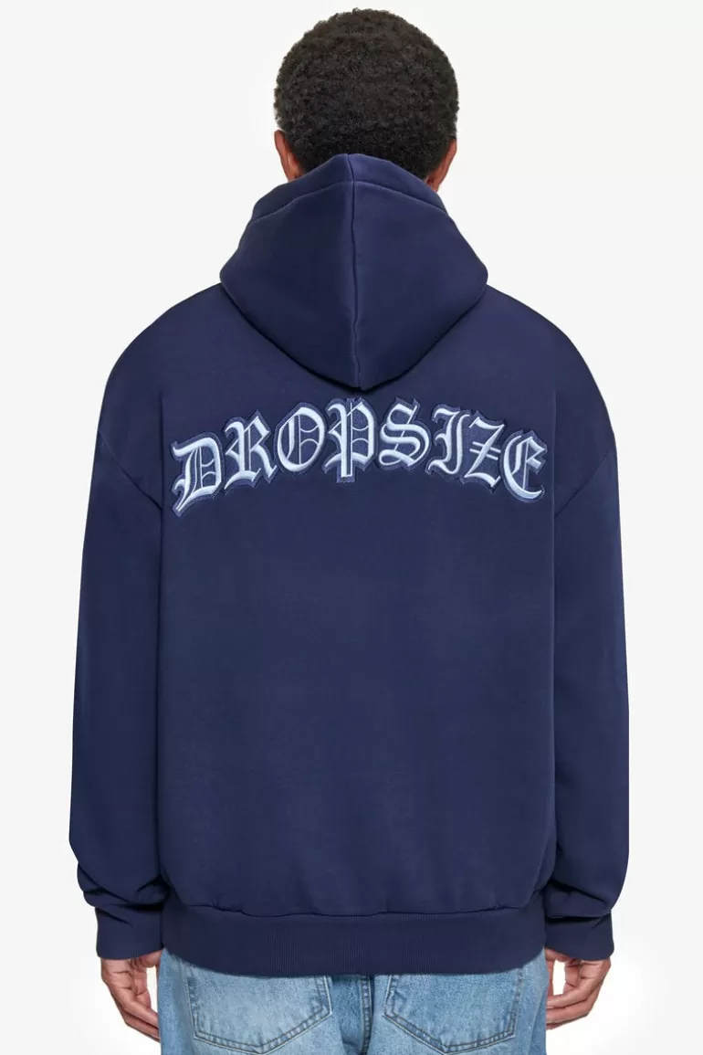 Store Dropsize Heavy Oversize Backlogo Hoodie Black Iris / Baby Blue