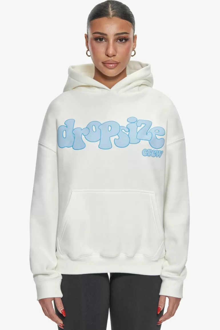 Cheap Dropsize Heavy Oversize Blue Puffer Print Hoodie Cream White