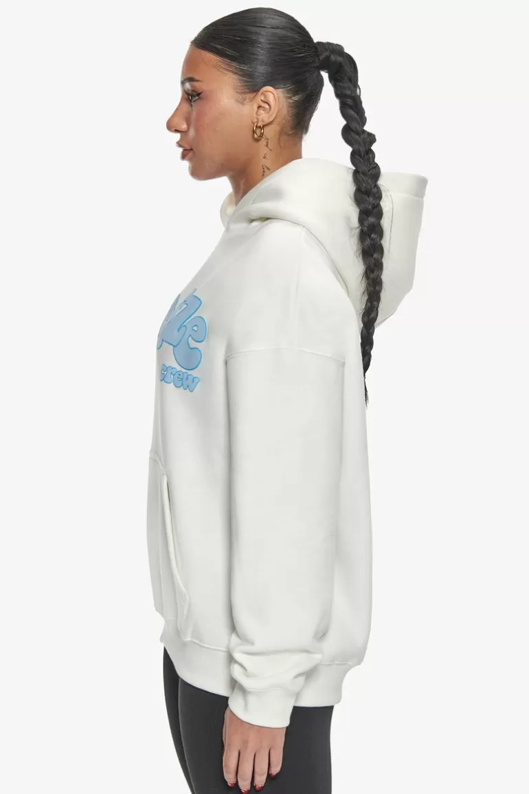 Cheap Dropsize Heavy Oversize Blue Puffer Print Hoodie Cream White