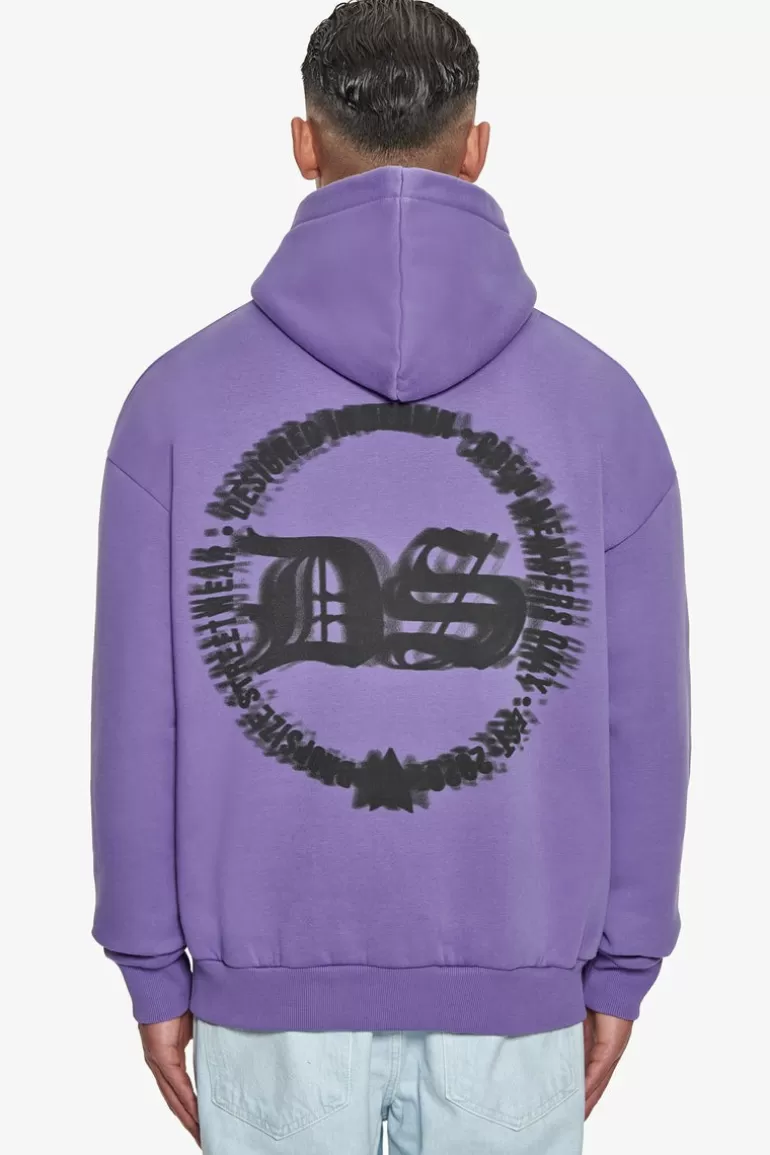 Online Dropsize Heavy Oversize Blurred Logo Hoodie Washed Purple
