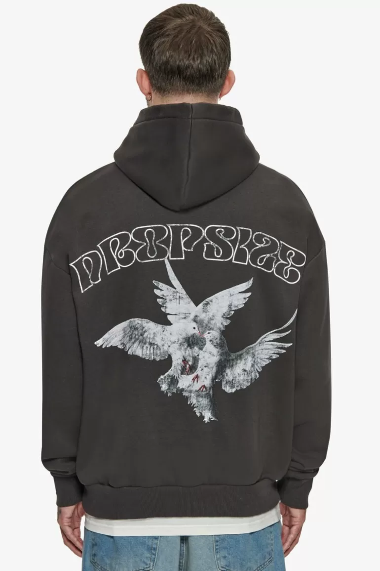 Flash Sale Dropsize Heavy Oversize Caress Doves V2 Hoodie Washed Black