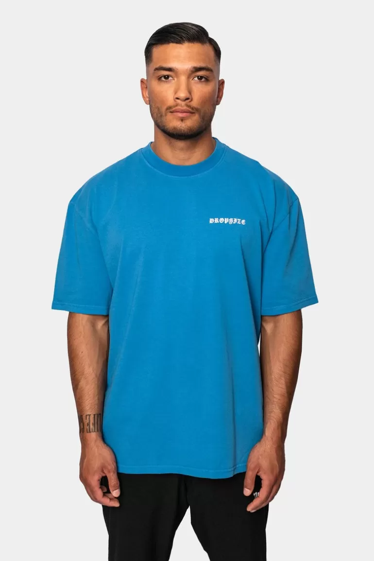 Shop Dropsize Heavy Oversize Circle Design T-Shirt Royal Blue