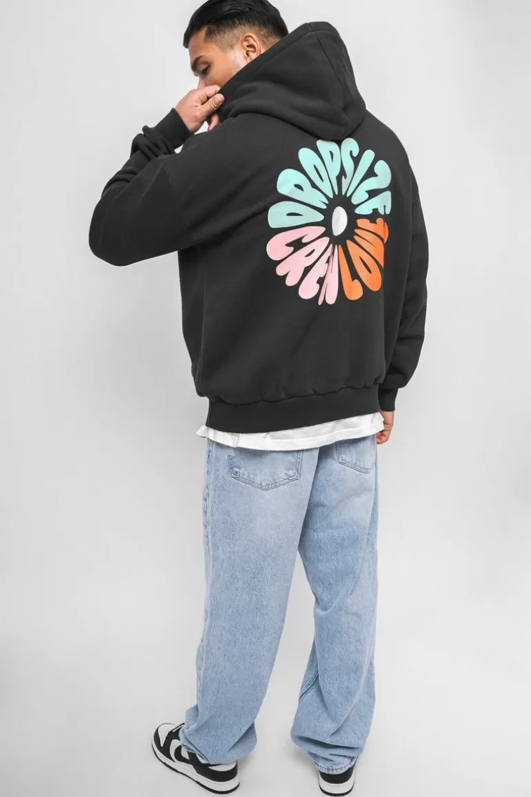 Discount Dropsize Heavy Oversize Crew Love Hoodie V2 Washed Black