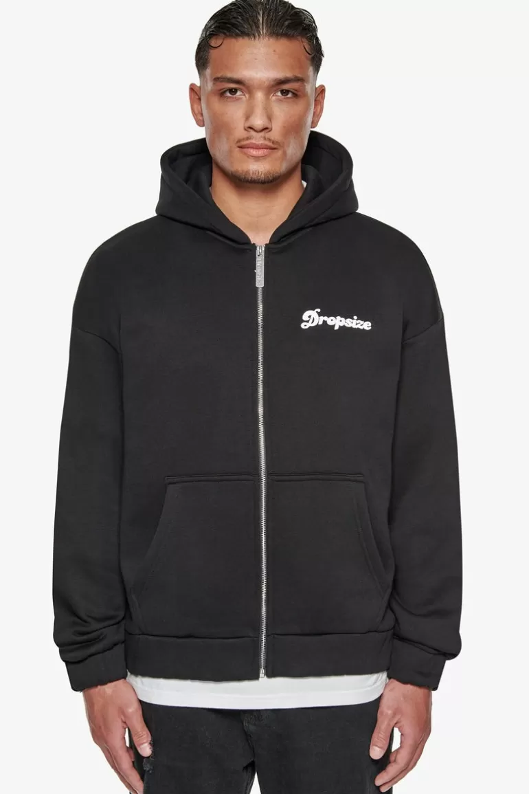 Flash Sale Dropsize Heavy Oversize Dream Without Fear Zip Hoodie Black
