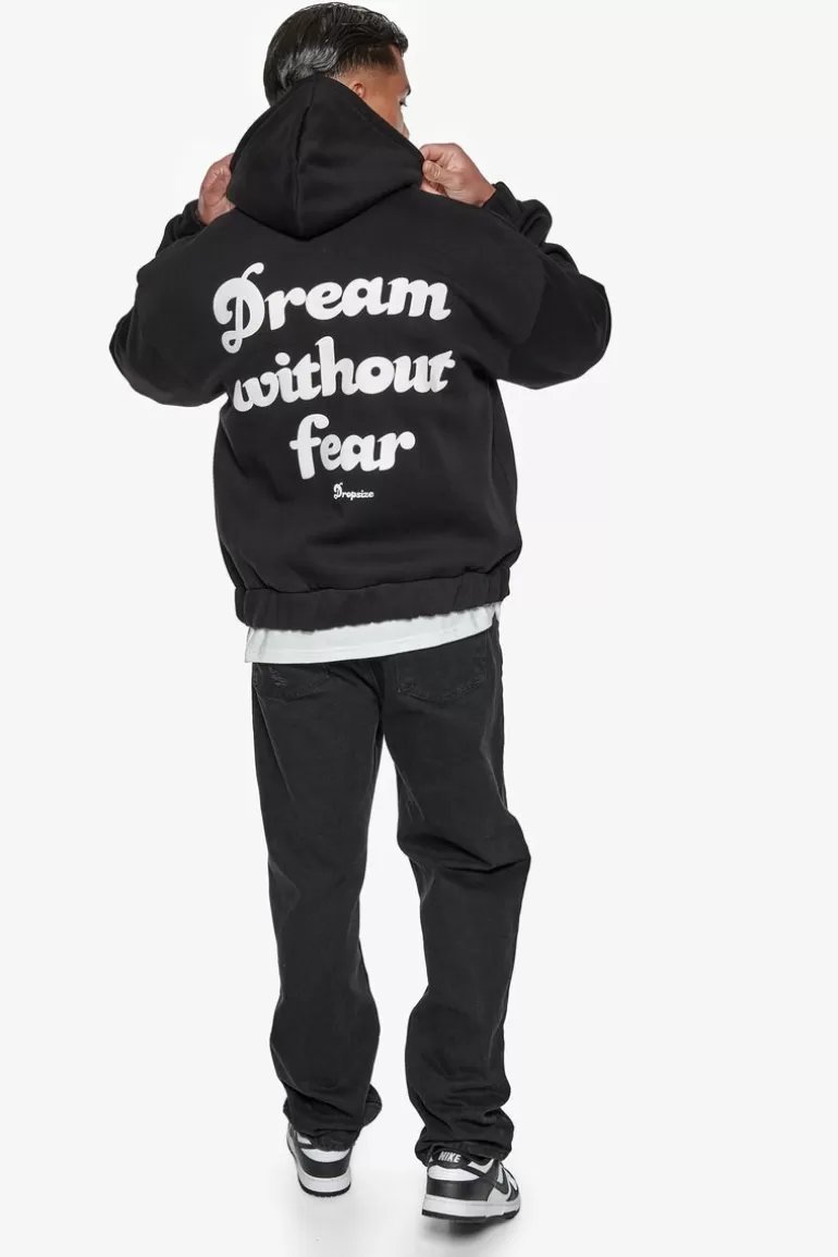 Flash Sale Dropsize Heavy Oversize Dream Without Fear Zip Hoodie Black