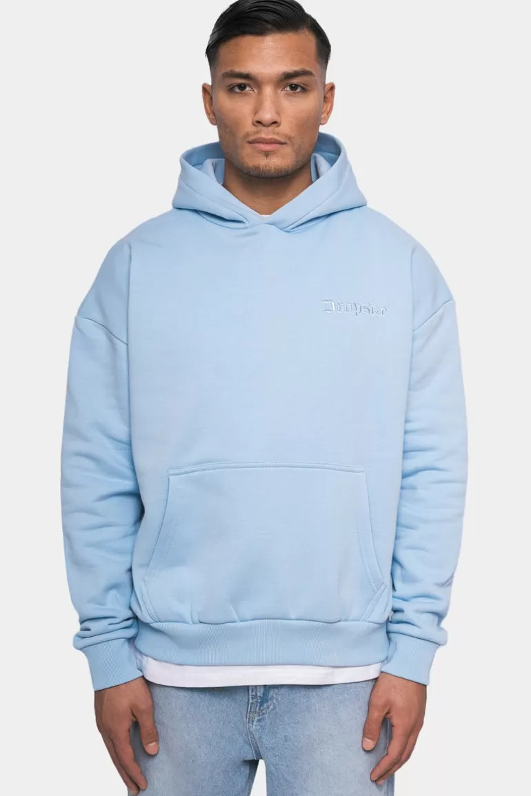 Shop Dropsize Heavy Oversize Embo Tone N Tone Hoodie Babyblue