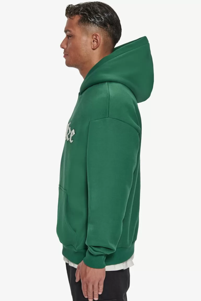 Discount Dropsize Heavy Oversize Frottee Embo Hoodie Washed Green / Cream