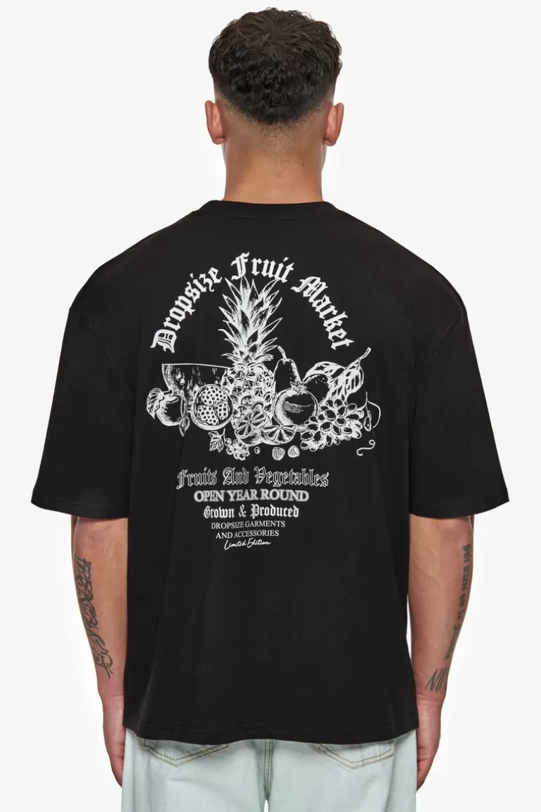 Best Sale Dropsize Heavy Oversize Fruit Market T-Shirt Black