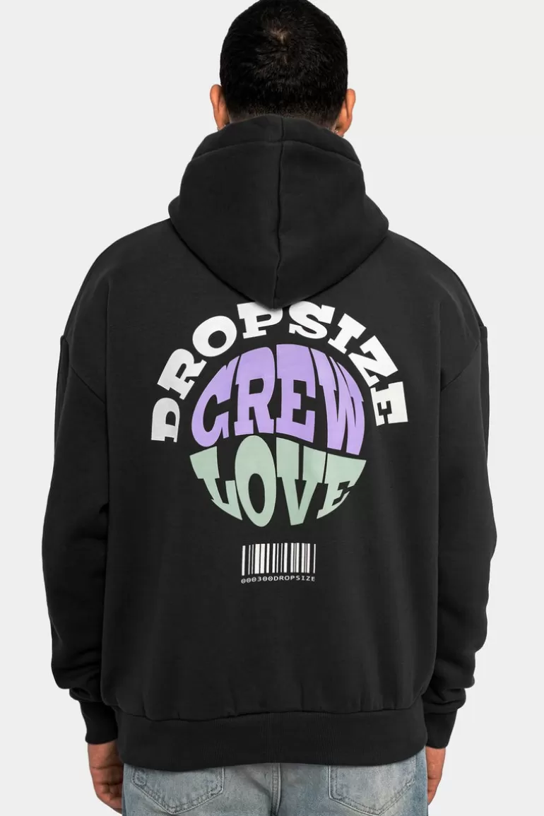 New Dropsize Heavy Oversize Hoodie Crew Love V2 Washed Black