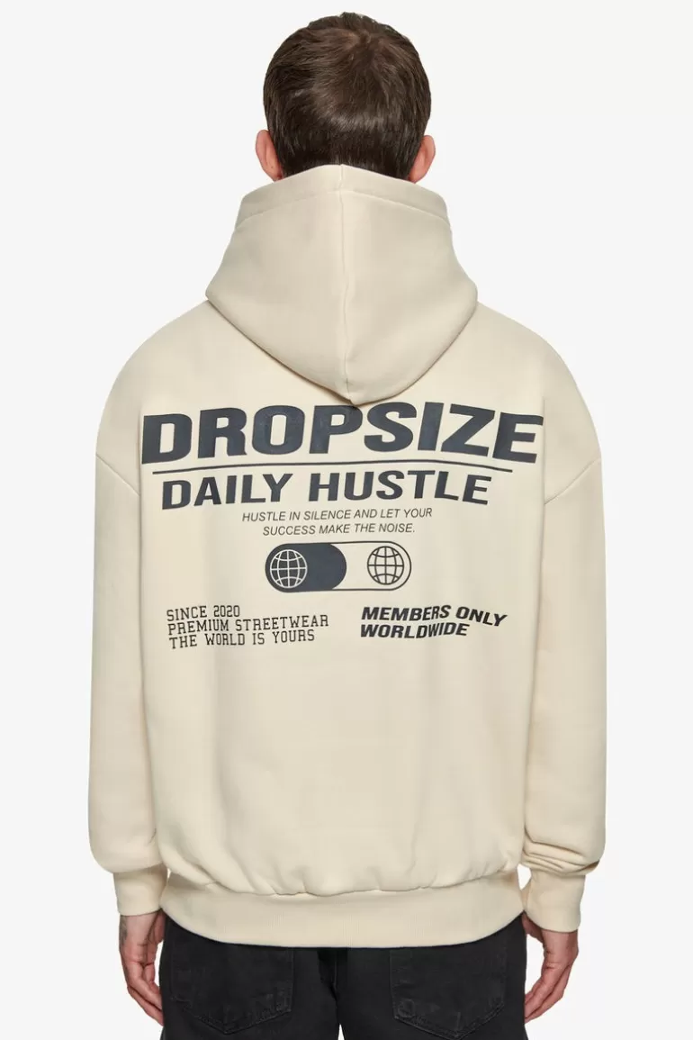 Shop Dropsize Heavy Oversize Hustle In Silence Hoodie Coconut Milk / Grey