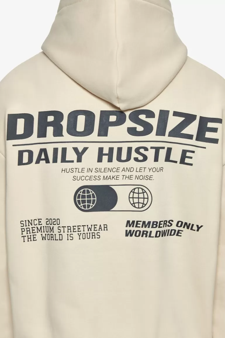 Shop Dropsize Heavy Oversize Hustle In Silence Hoodie Coconut Milk / Grey