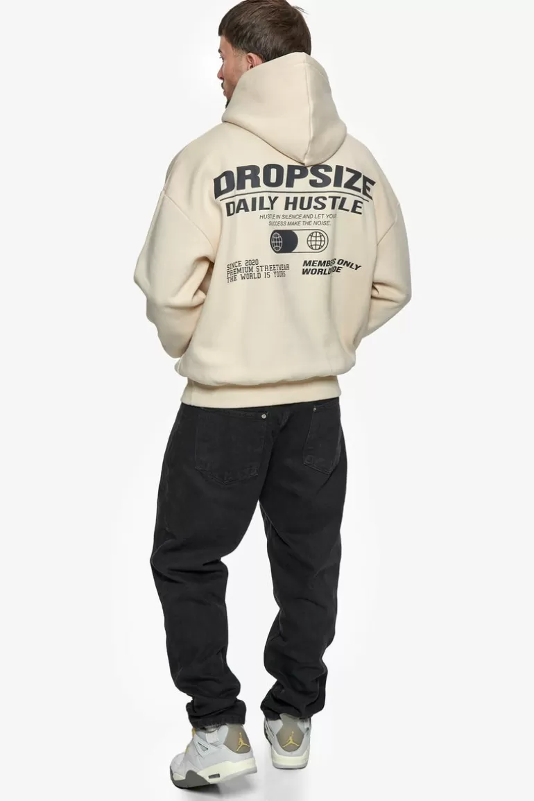 Shop Dropsize Heavy Oversize Hustle In Silence Hoodie Coconut Milk / Grey