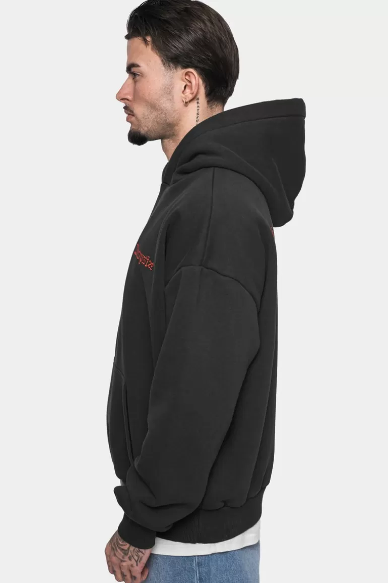 New Dropsize Heavy Oversize In God We Trust Hoodie Washed Black