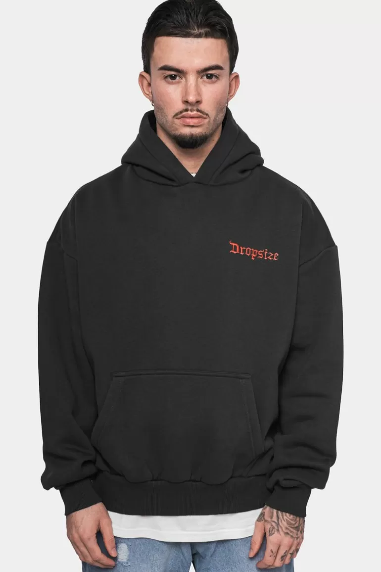 New Dropsize Heavy Oversize In God We Trust Hoodie Washed Black