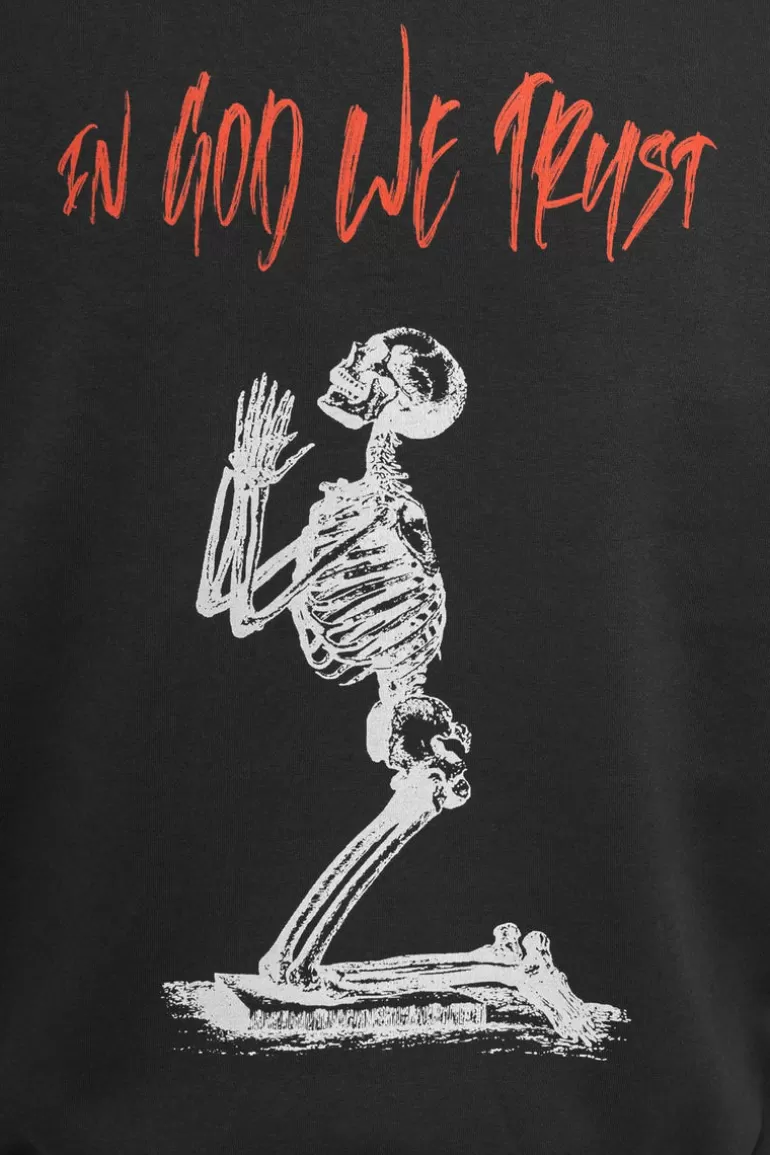 New Dropsize Heavy Oversize In God We Trust Hoodie Washed Black