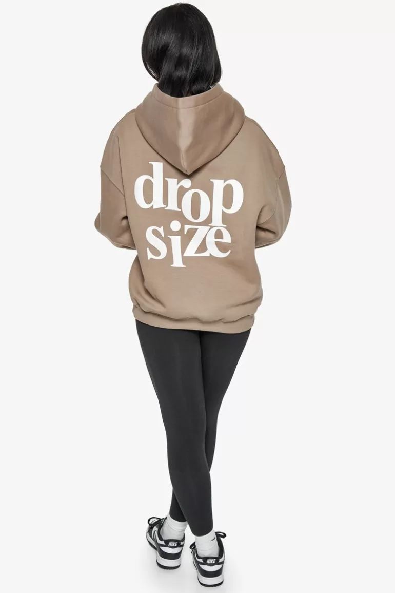 Online Dropsize Heavy Oversize Ladies Letters Hoodie Silver Mink / White