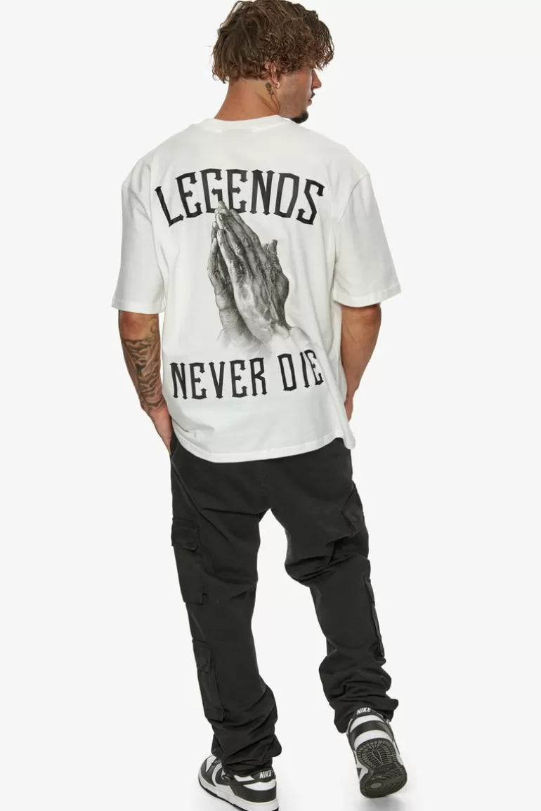 Best Dropsize Heavy Oversize Legends Never Die T-Shirt Cream White