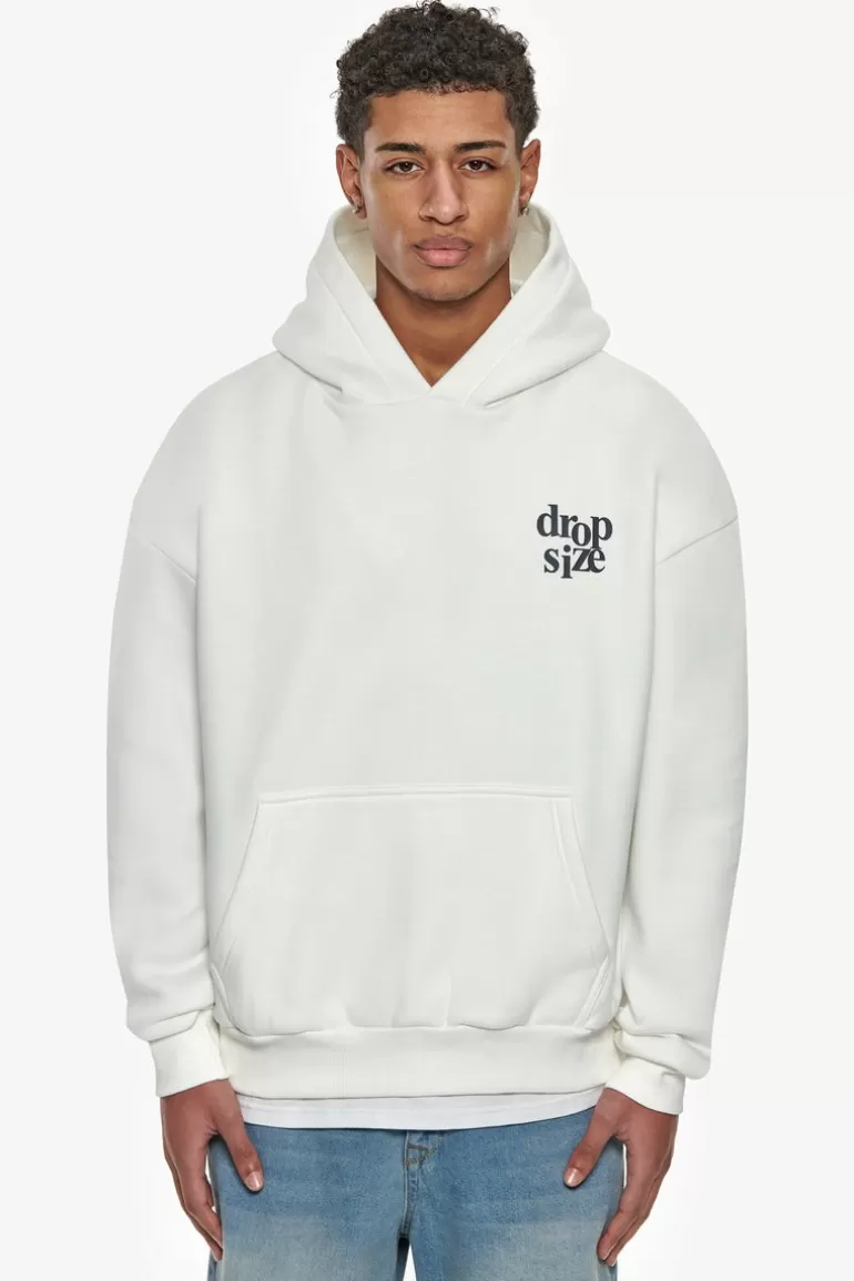 Hot Dropsize Heavy Oversize Letters Hoodie Cream White / Steel Grey
