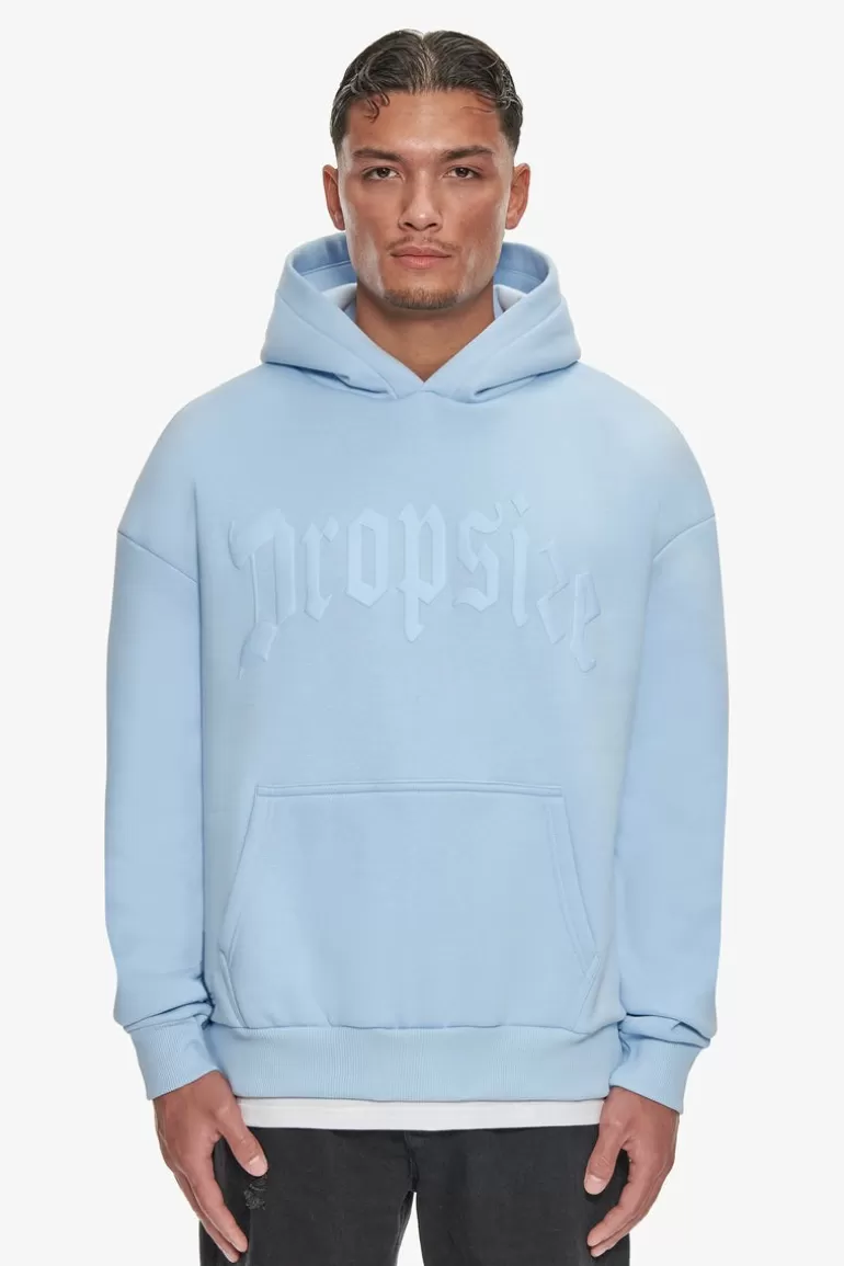Hot Dropsize Heavy Oversize Logo Puffer Print Hoodie Baby Blue