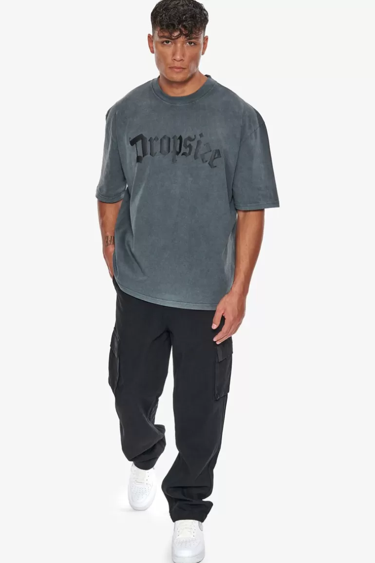 Best Sale Dropsize Heavy Oversize Logo Puffer Print T-Shirt Washed Grey