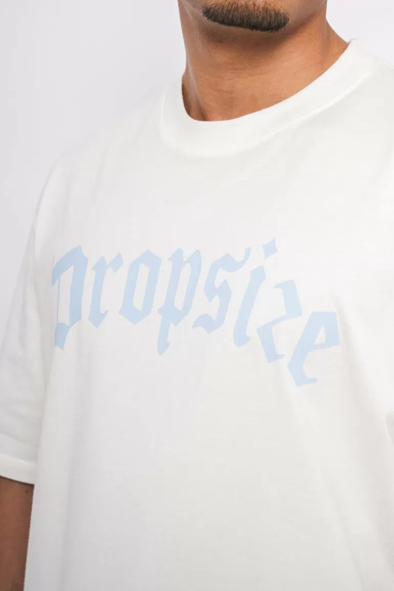 Shop Dropsize Heavy Oversize Logo T-Shirt Cream White/ Baby Blue