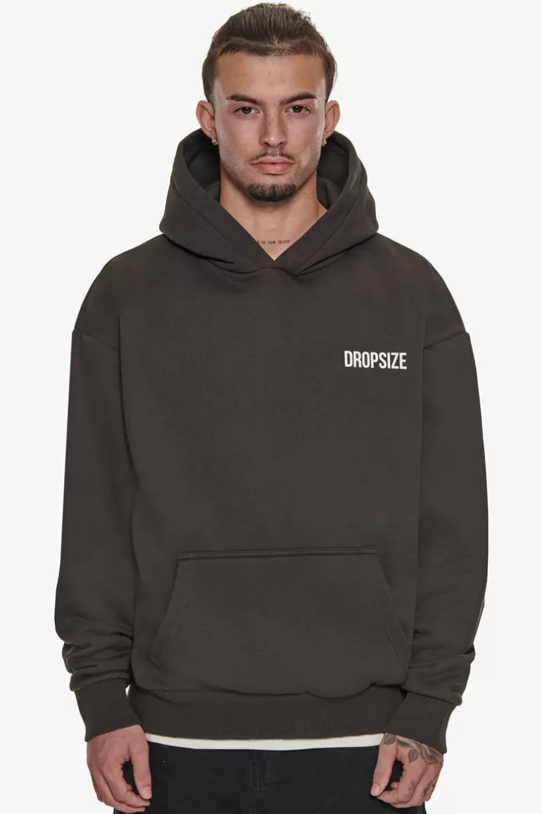 Fashion Dropsize Heavy Oversize Marble Worldwide Hoodie Washed Black