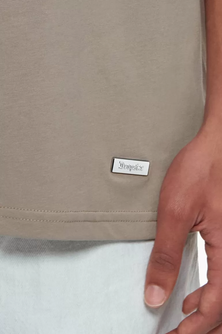 Store Dropsize Heavy Oversize Metal Patch Basic T-Shirt Simply Taupe