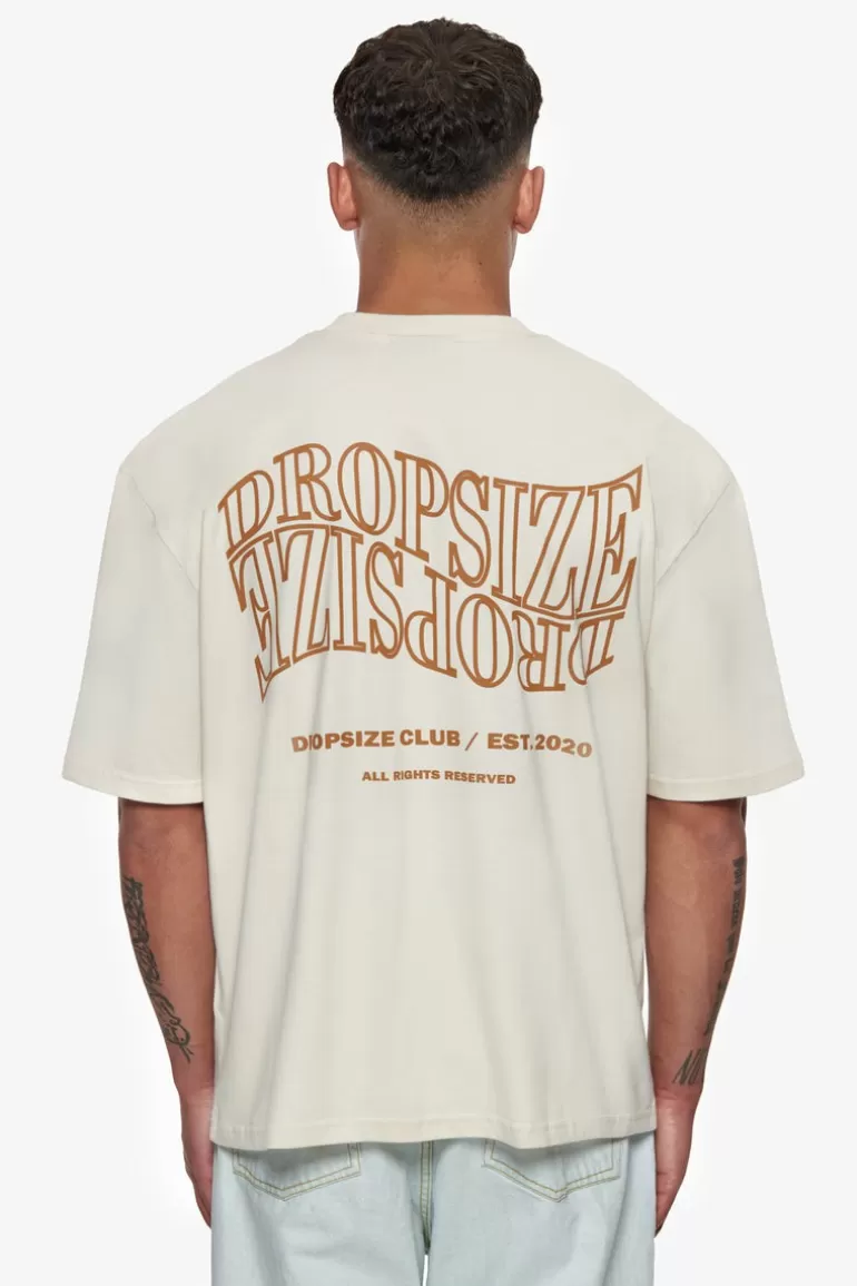 Best Sale Dropsize Heavy Oversize Mirrored Logo T-Shirt Coconut Milk