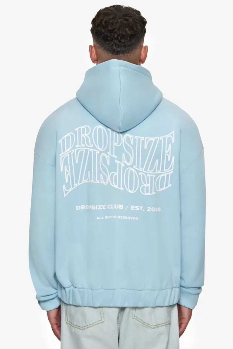Cheap Dropsize Heavy Oversize Mirrored Logo Zip-Hoodie Baby Blue