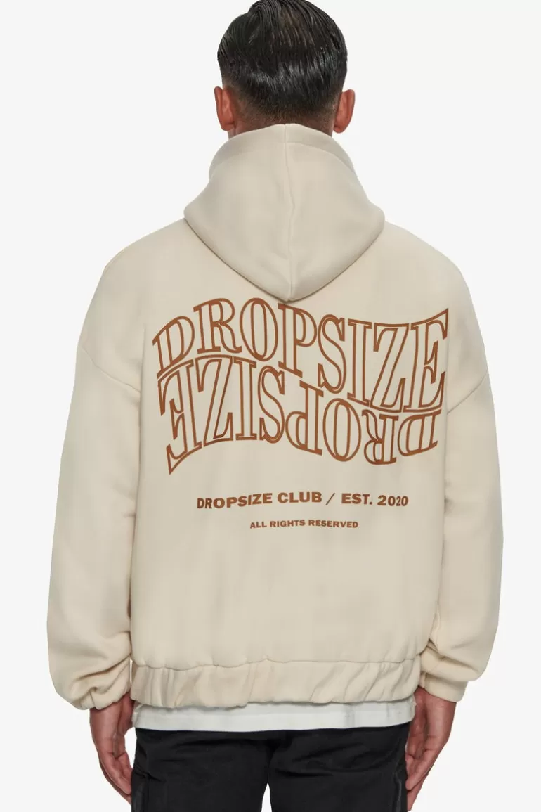 Online Dropsize Heavy Oversize Mirrored Logo Zip-Hoodie Coconut Milk