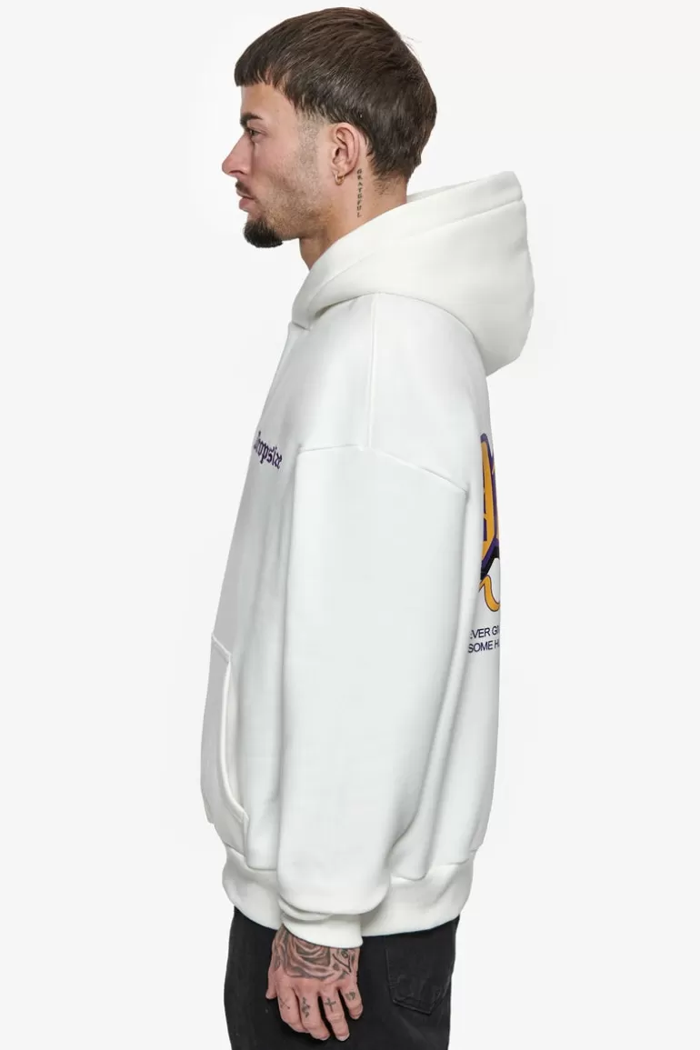 Discount Dropsize Heavy Oversize Never Give Up Hoodie Washed White