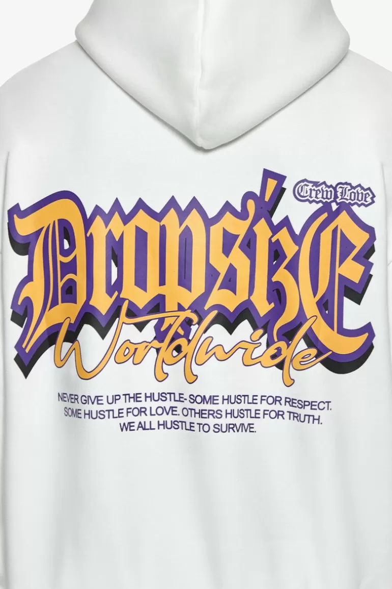 Discount Dropsize Heavy Oversize Never Give Up Hoodie Washed White