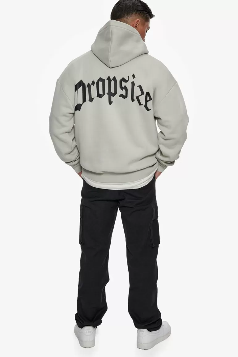 Store Dropsize Heavy Oversize Puffer Logo Backprint Hoodie Quite Grey