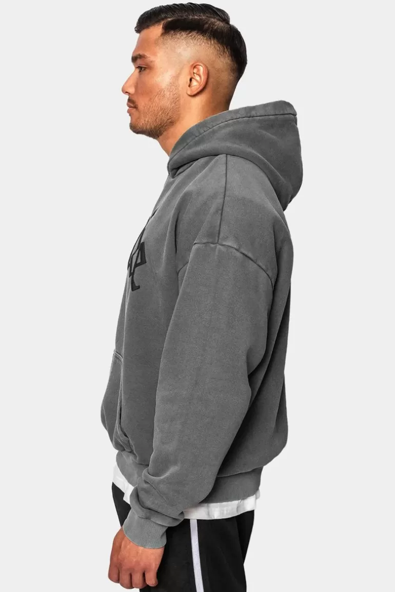 New Dropsize Heavy Oversize Puffer Print Hoodie Washed Grey