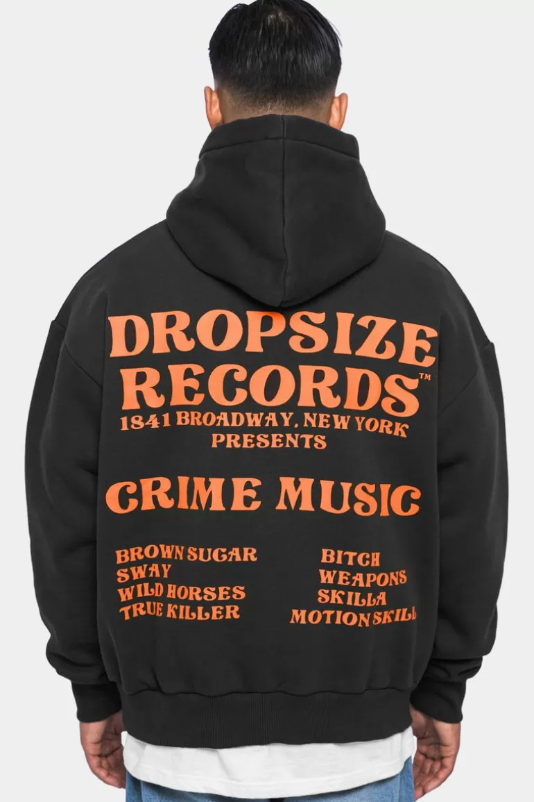 Best Dropsize Heavy Oversize ''Records'' Hoodie Washed Black