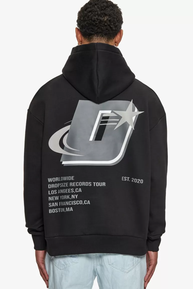 Best Sale Dropsize Heavy Oversize Records Tour Hoodie Black