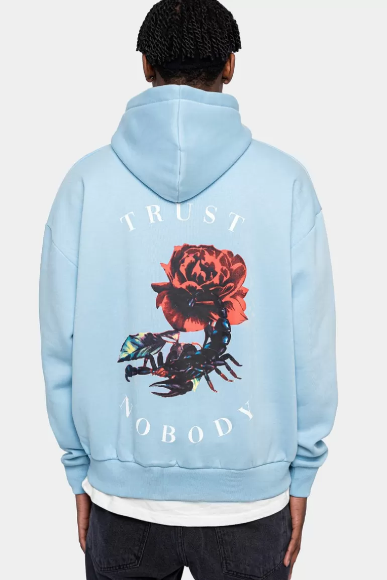 Fashion Dropsize Heavy Oversize Scorpion Design Hoodie Baby Blue