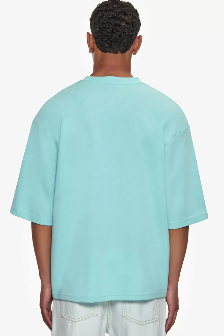 heavy_oversize_silk_embo_tshirt_turquoise_2.webp Online Dropsize Heavy Oversize Silk Embo T-Shirt Turquoise