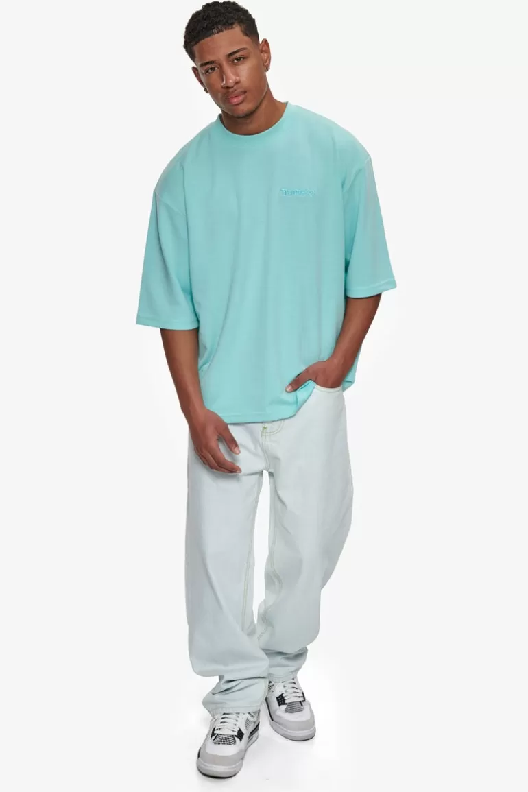 heavy_oversize_silk_embo_tshirt_turquoise_4.webp Online Dropsize Heavy Oversize Silk Embo T-Shirt Turquoise