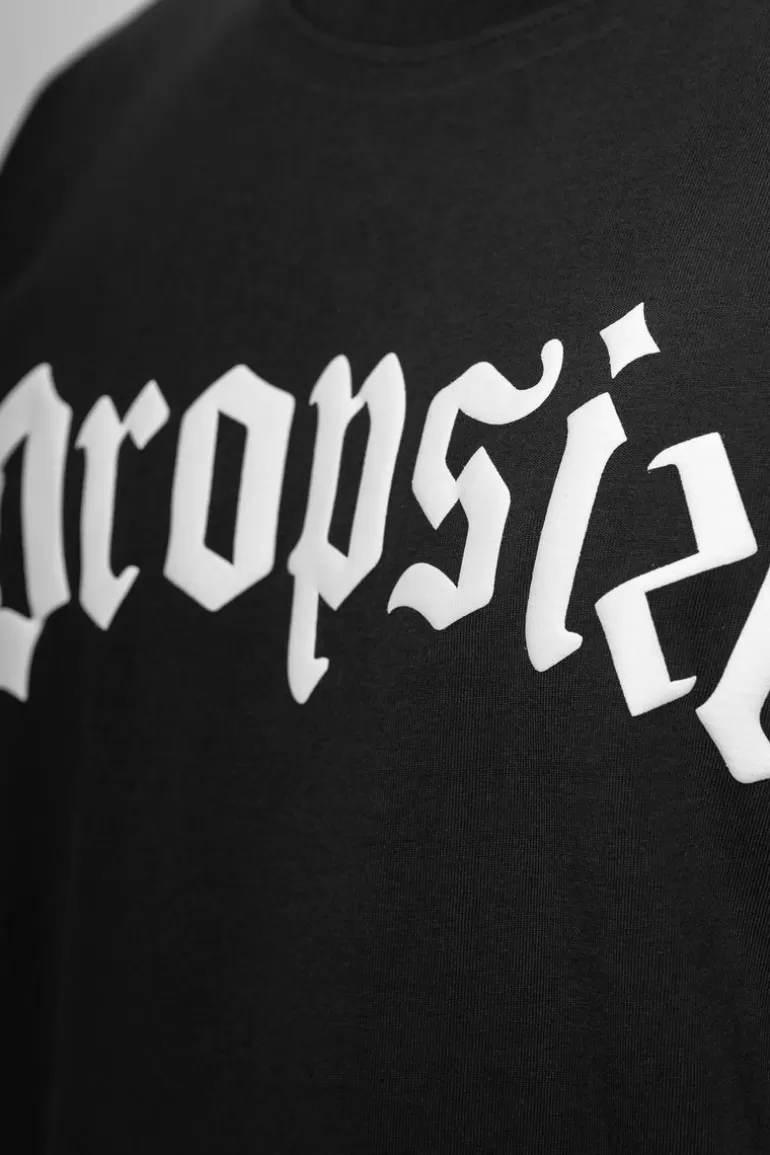 Hot Dropsize Heavy Oversize White Logo Puffer Print T-Shirt Washed Black