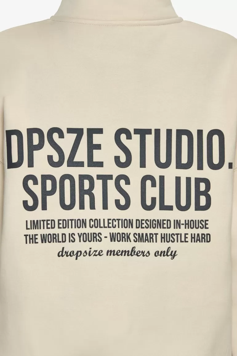 Shop Dropsize Heavy Oversized Ladies Sportsclub Half Zip Hoodie Coconut Milk