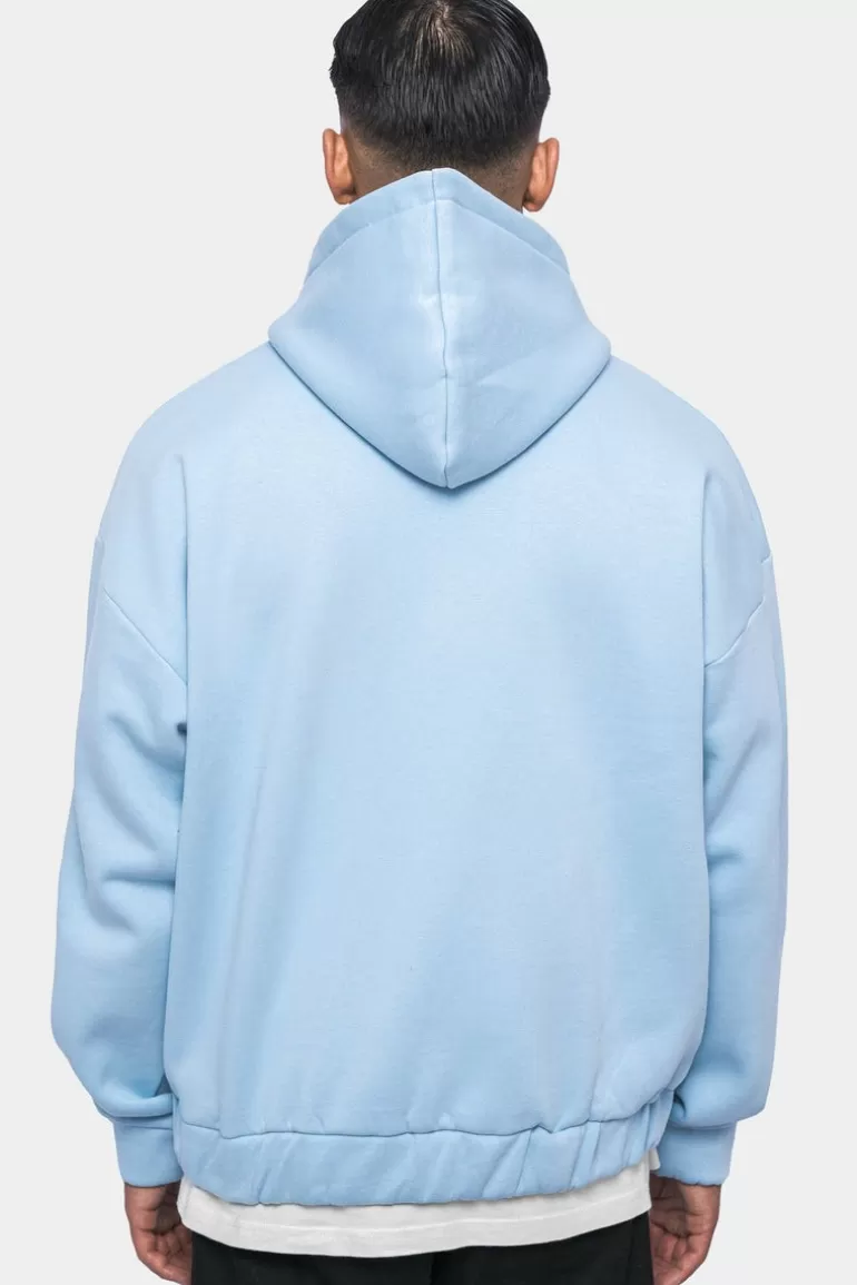 Sale Dropsize Super Heavy Oversize Blank Zip Hoodie Baby Blue