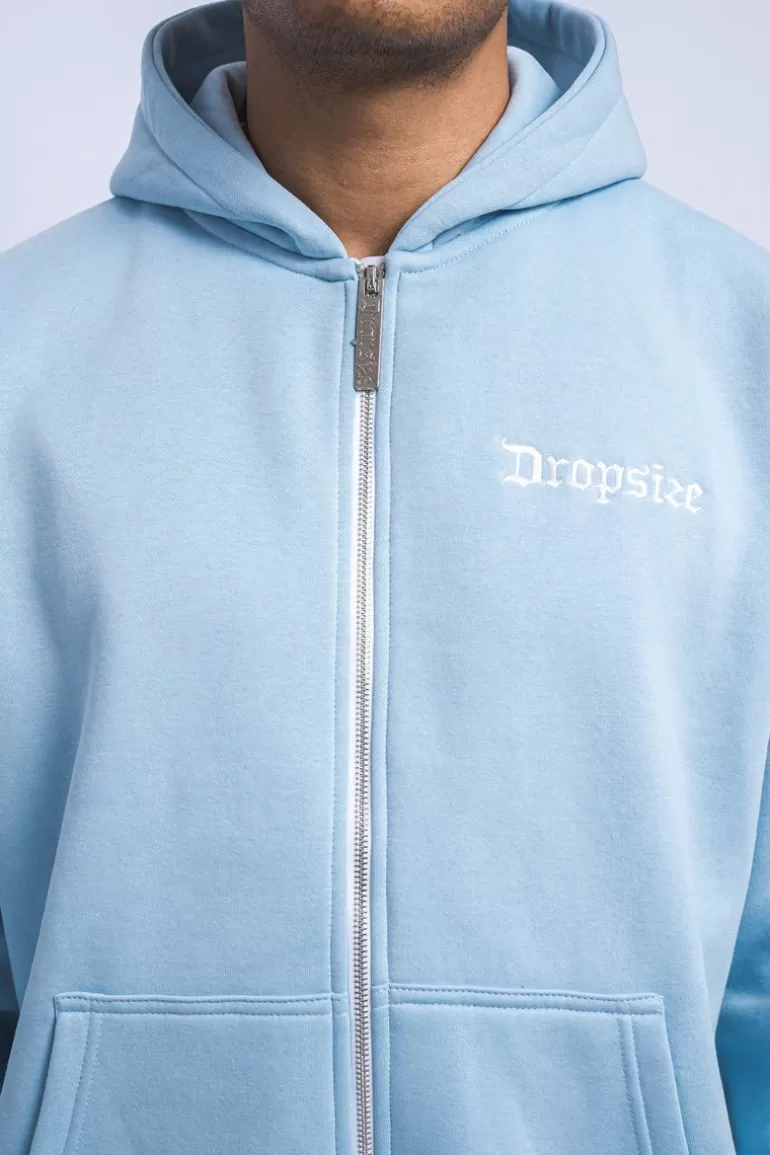 Sale Dropsize Super Heavy Oversize Blank Zip Hoodie Baby Blue