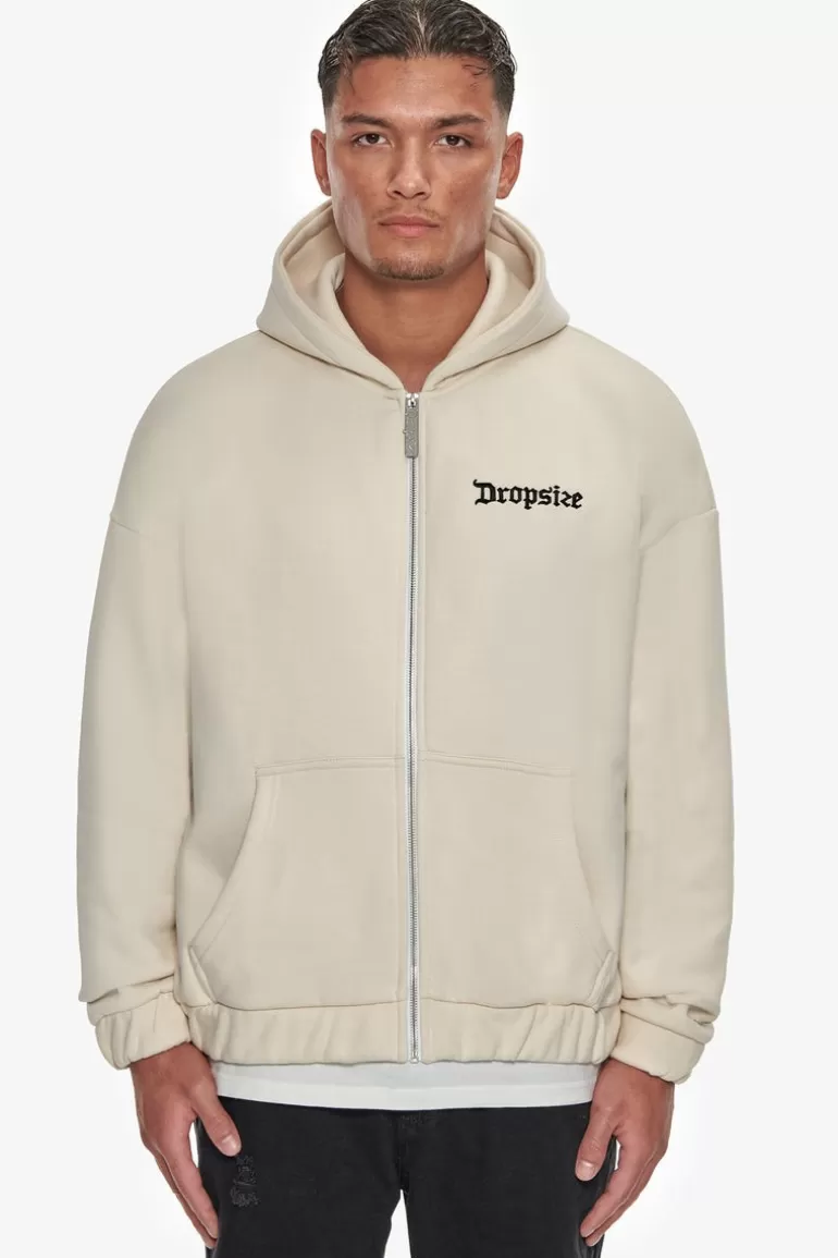 Clearance Dropsize Super Heavy Oversize Blank Zip Hoodie Coconut Milk