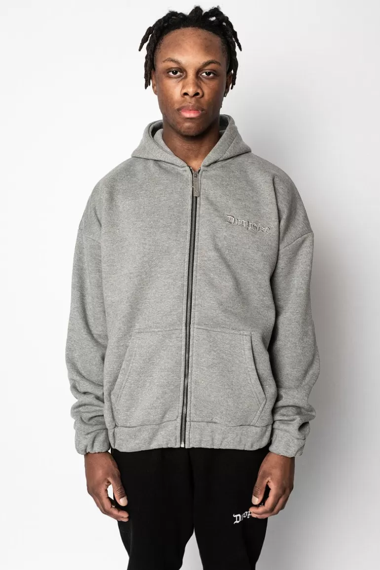 New Dropsize Super Heavy Oversize Blank Zip Hoodie Dark Grey